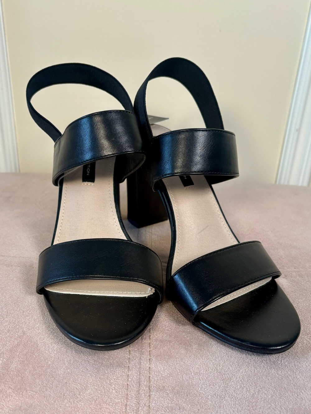 French Connection Dakota Block-Heel Sandals with Double-Strap Design